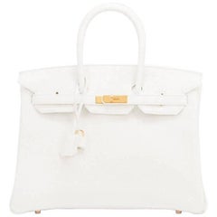 1stdibs Exclusives Hermes Birkin 25cm Craie and White Clemence