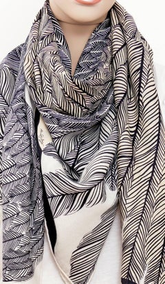 Hermes Zebra Pegasus Pegasus Cashmere Silk GM Shawl Scarf 140cm