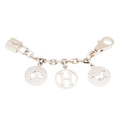 Hermes Silver Breloque Dog Horse H Palladium Bag Charm for Birkin or Kelly