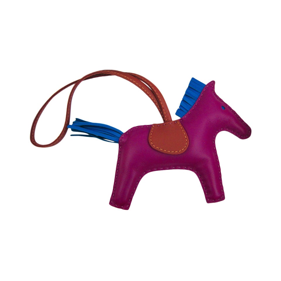 Hermes Rodeo Bag Charm Anemone Blue Izmir Fauve MM Medium for Birkin Kelly