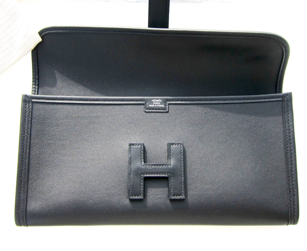 Hermes Black Jige Elan Clutch Swift 29cm Evening Day Unisex In New Condition In New York, NY