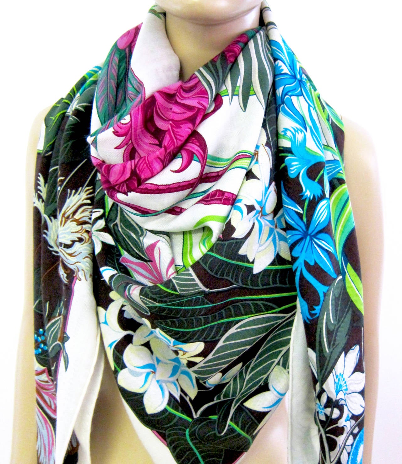 Hermes Flamingo Party Cashmere Silk GM Shawl 140cm 
One of our most successful shawls this spring
Sold out almost everywhere
Brand new in box coming with Hermes box and Hermes ribbon
Colors: White, Fuchsia, Turquoise, Greens, Blues,
