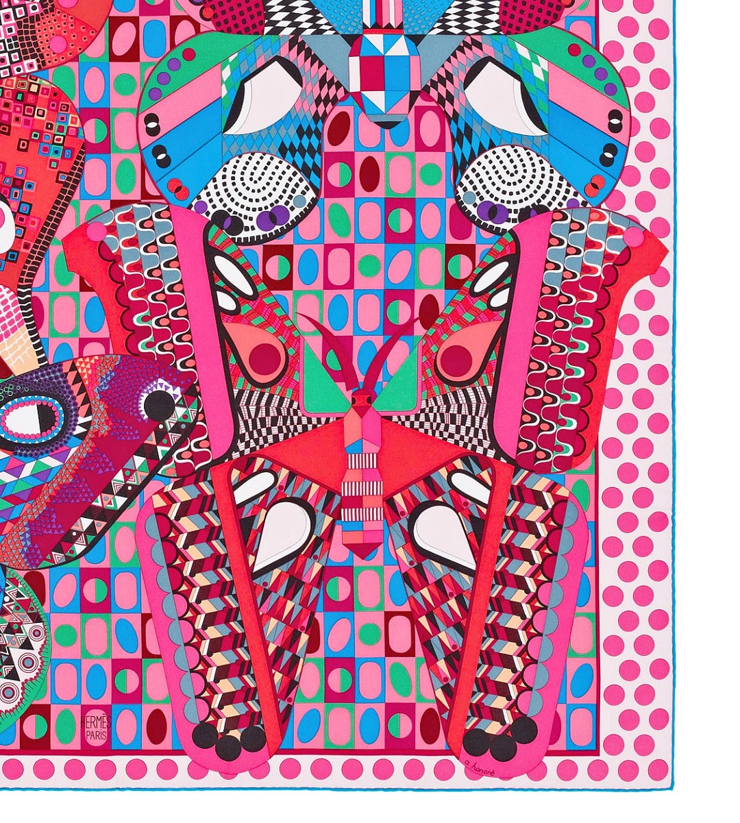 Hermes Les Ailes de la Soie Silk Scarf Carre 90cm Pink Blue In New Condition In New York, NY