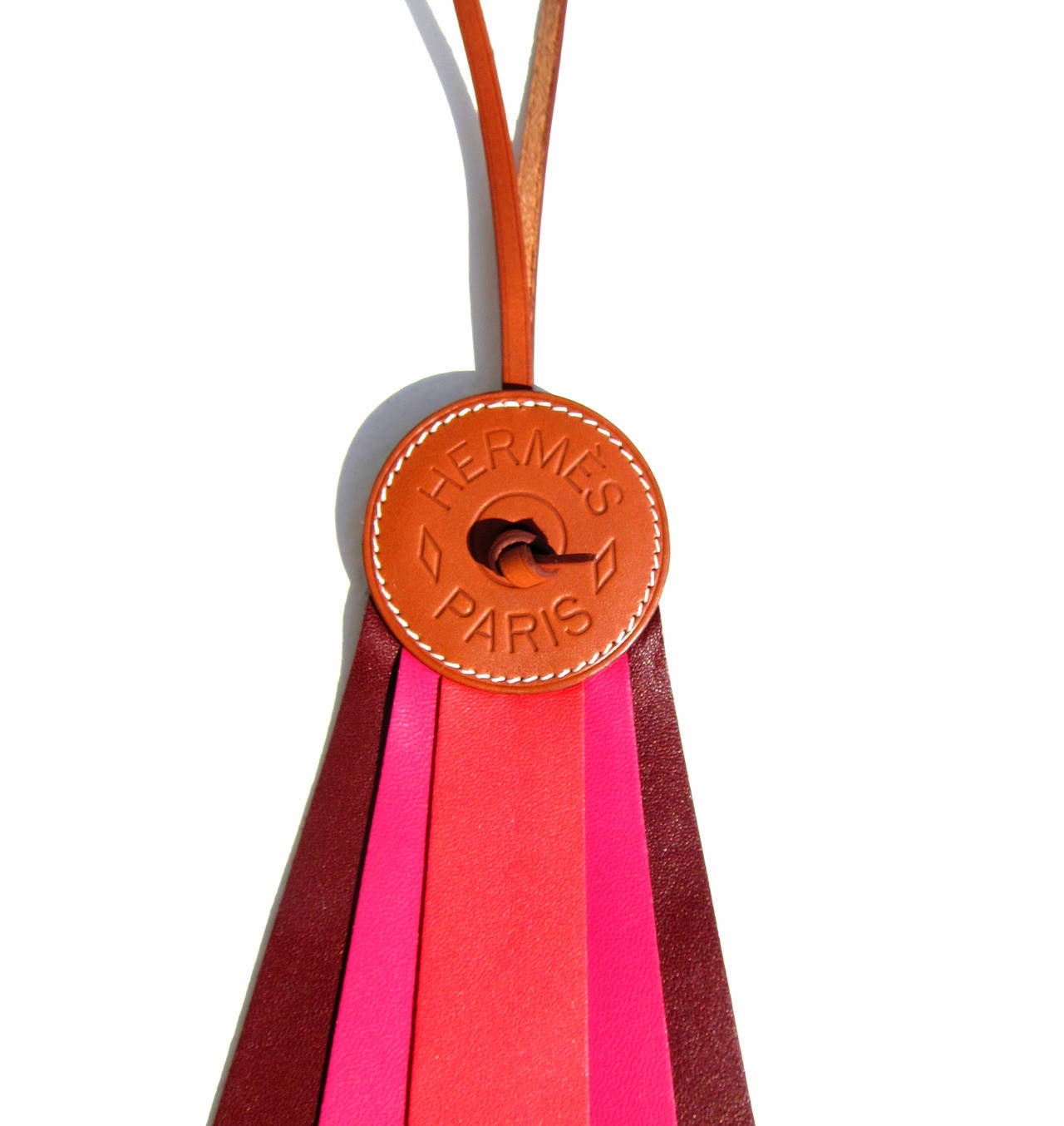 Hermes Rose Jaipur Rose Shocking Rouge H Paddock Flot Horse Ribbon Charm In New Condition In New York, NY