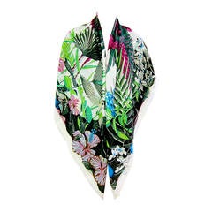 Hermes Flamingo Party Cashmere Shawl Silk GM Scarf Summer!