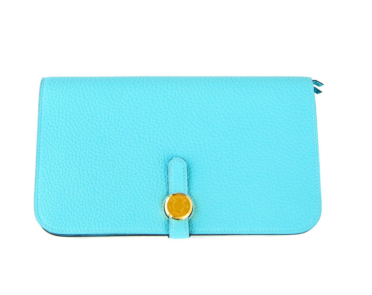 Hermes Blue Atoll Gold Hardware Togo Dogon Duo Leather Wallet Clutch Bag Amaze 3