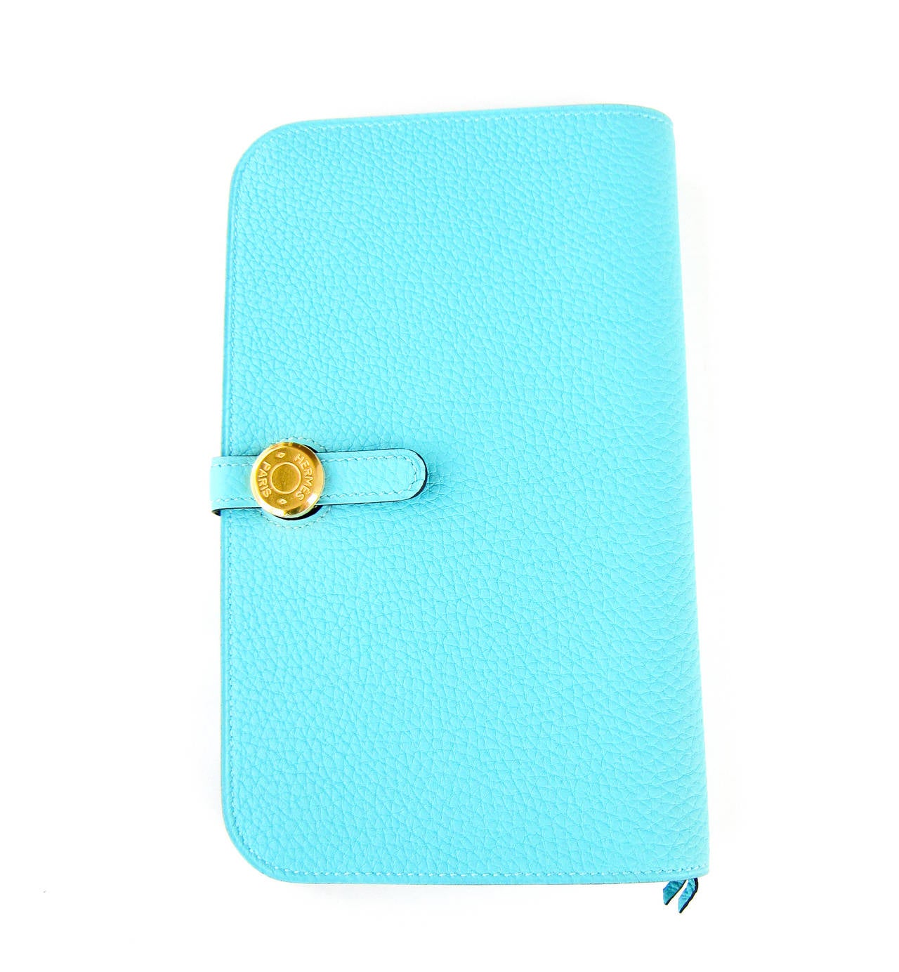 Hermes Blue Atoll Gold Hardware Togo Dogon Duo Leather Wallet Clutch Bag Amaze 2