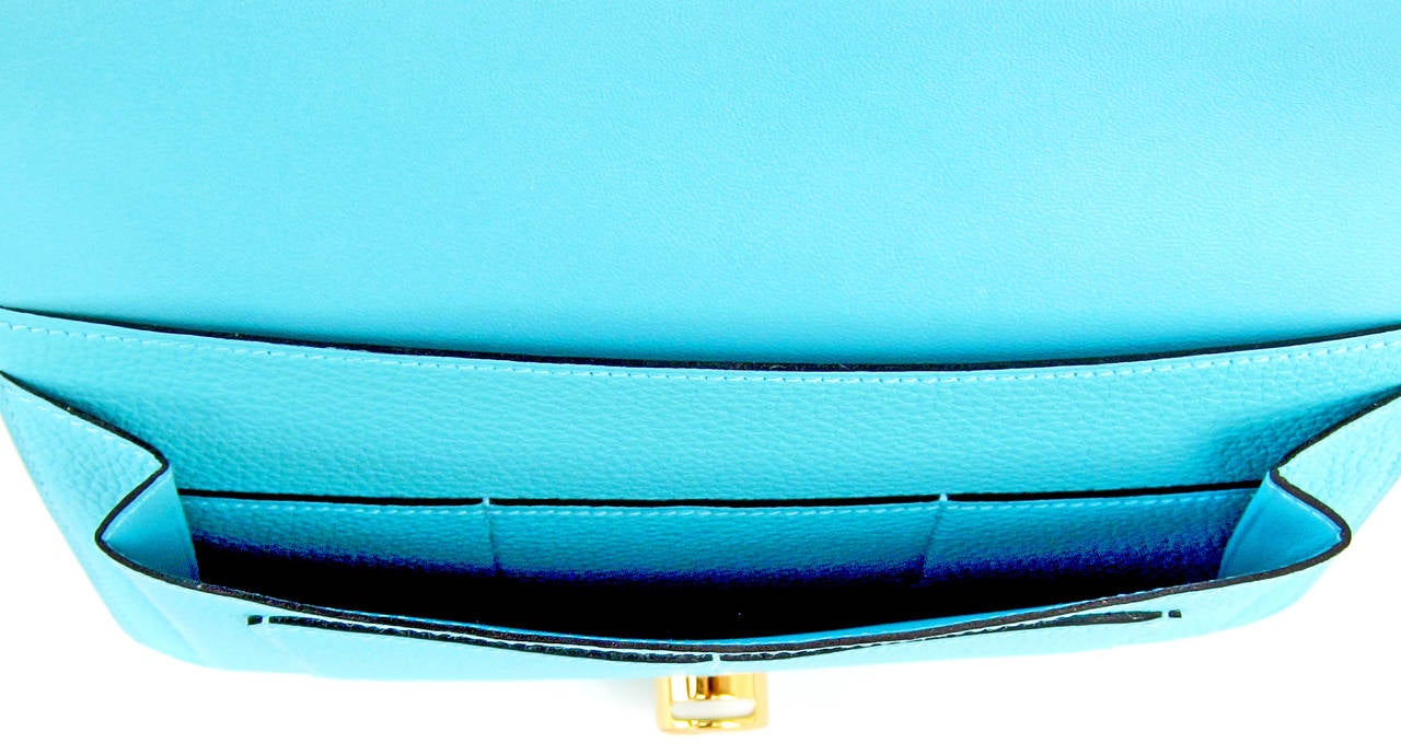 Hermes Blue Atoll Gold Hardware Togo Dogon Duo Leather Wallet Clutch Bag Amaze 1