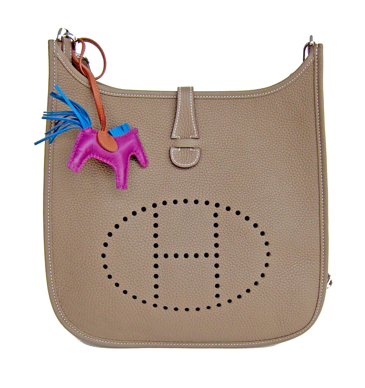 Hermes Etoupe Evelyne PM Messenger Leather Shoulder Handbag at 1stDibs