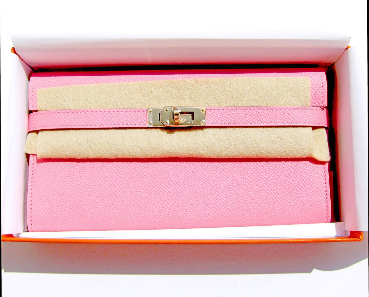Women's Hermes Rose Confetti Epsom Kelly Long Leather Wallet Permabrass Hardware