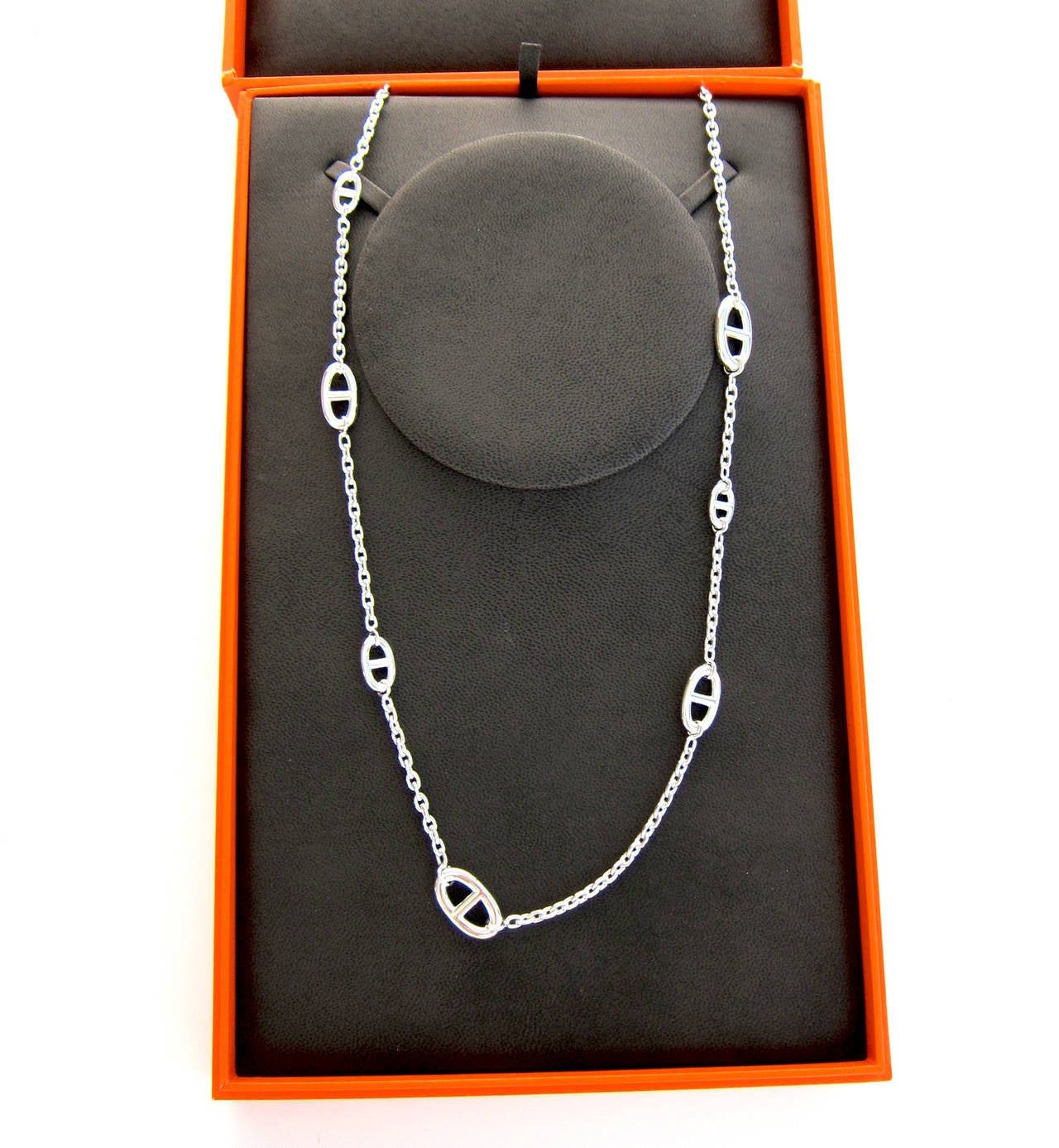 Hermes Farandole Long Solid Silver Classic Chain Necklace In New Condition In New York, NY