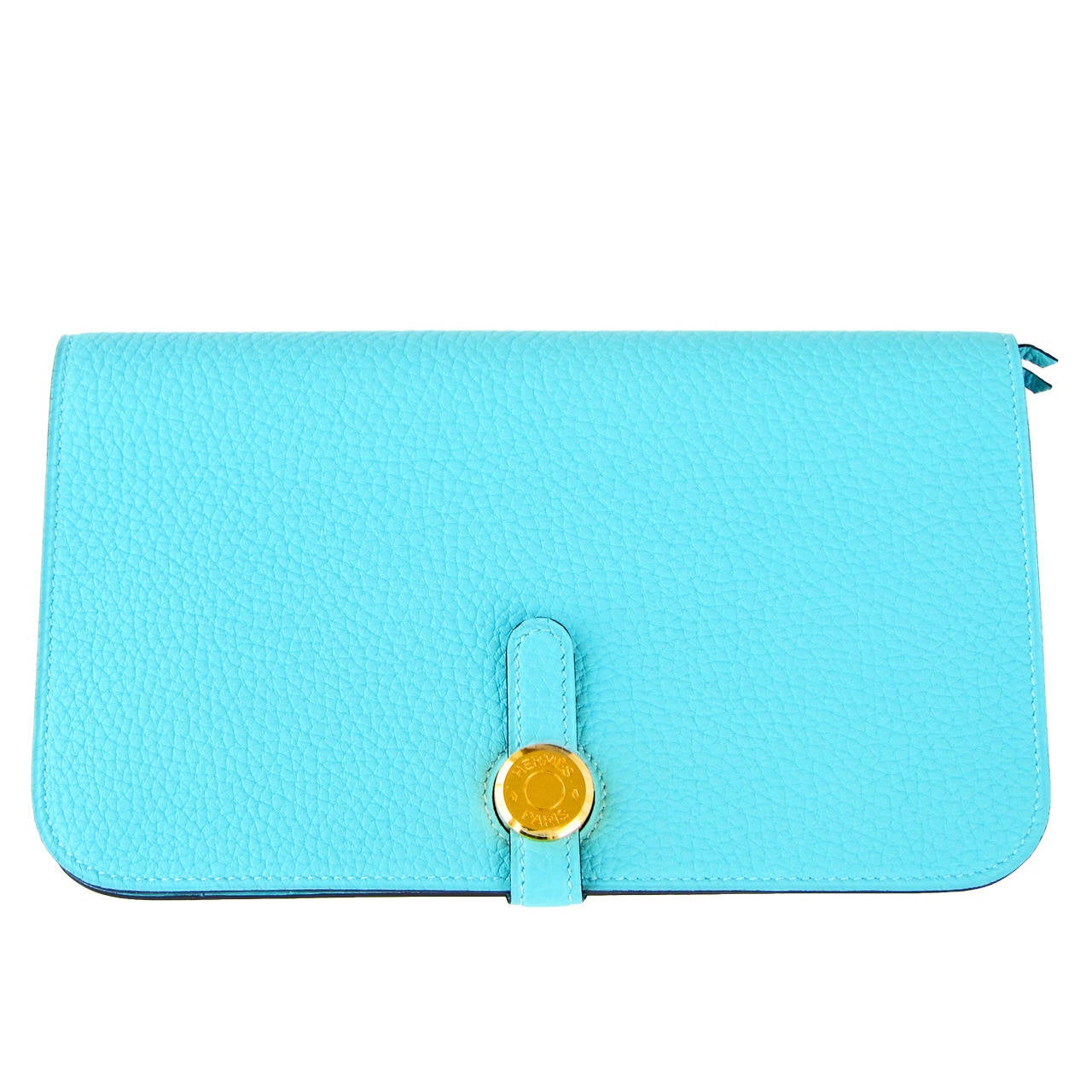 Hermes Blue Atoll Gold Hardware Togo Dogon Duo Leather Wallet Clutch ...