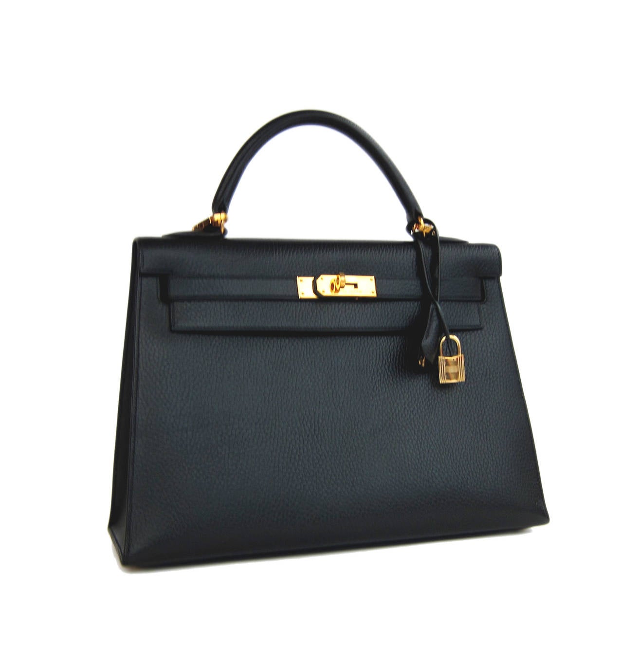 Hermes 32cm Sellier Black Gold GHW Vache Ardenne Leather Kelly Rare