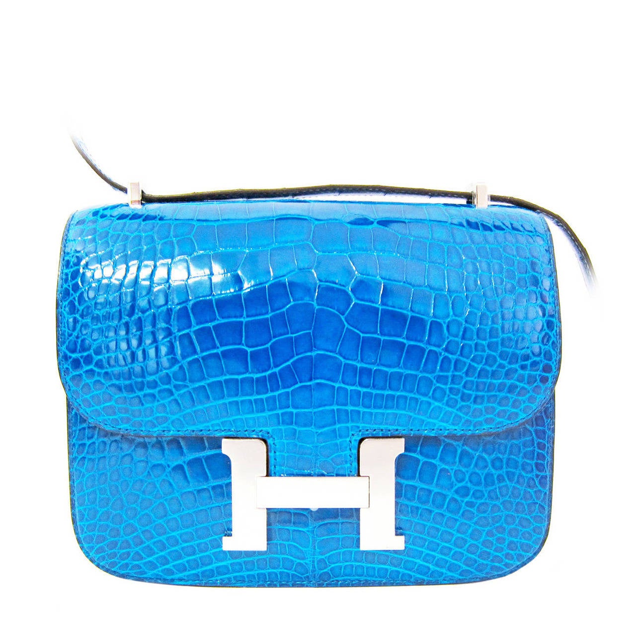 Hermes Mini Blue Izmir Constance 18cm Alligator Lisse Crocodile Bag JEWEL
