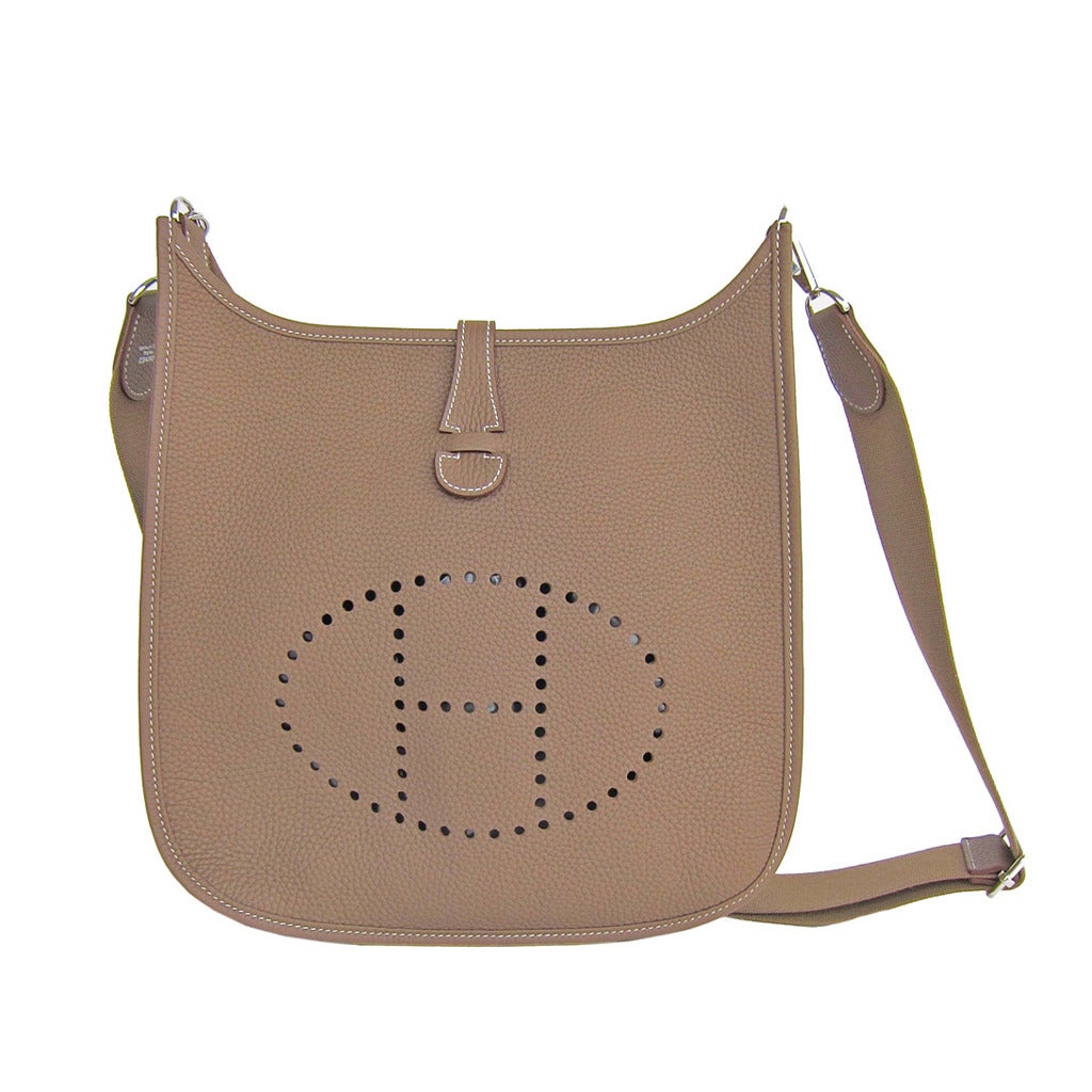 hermes yellow leather handbag evelyne  