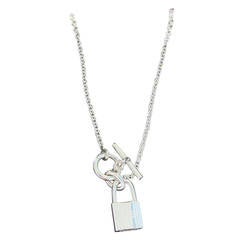 Hermes Cadenas Kelly Lock Silver Pendant Necklace Below Retail