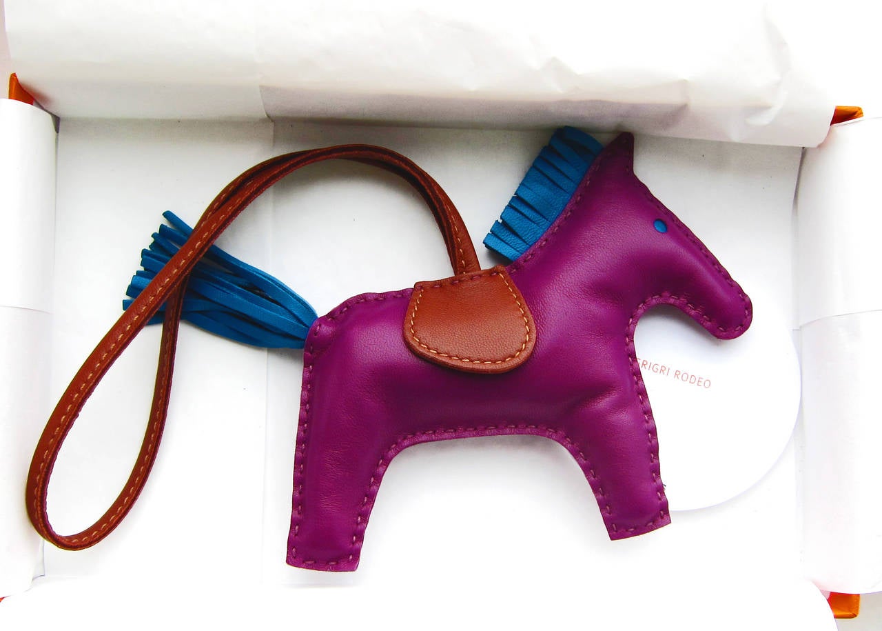 Hermes Rodeo Bag Charm Anemone Blue Izmir Fauve MM Medium for ...