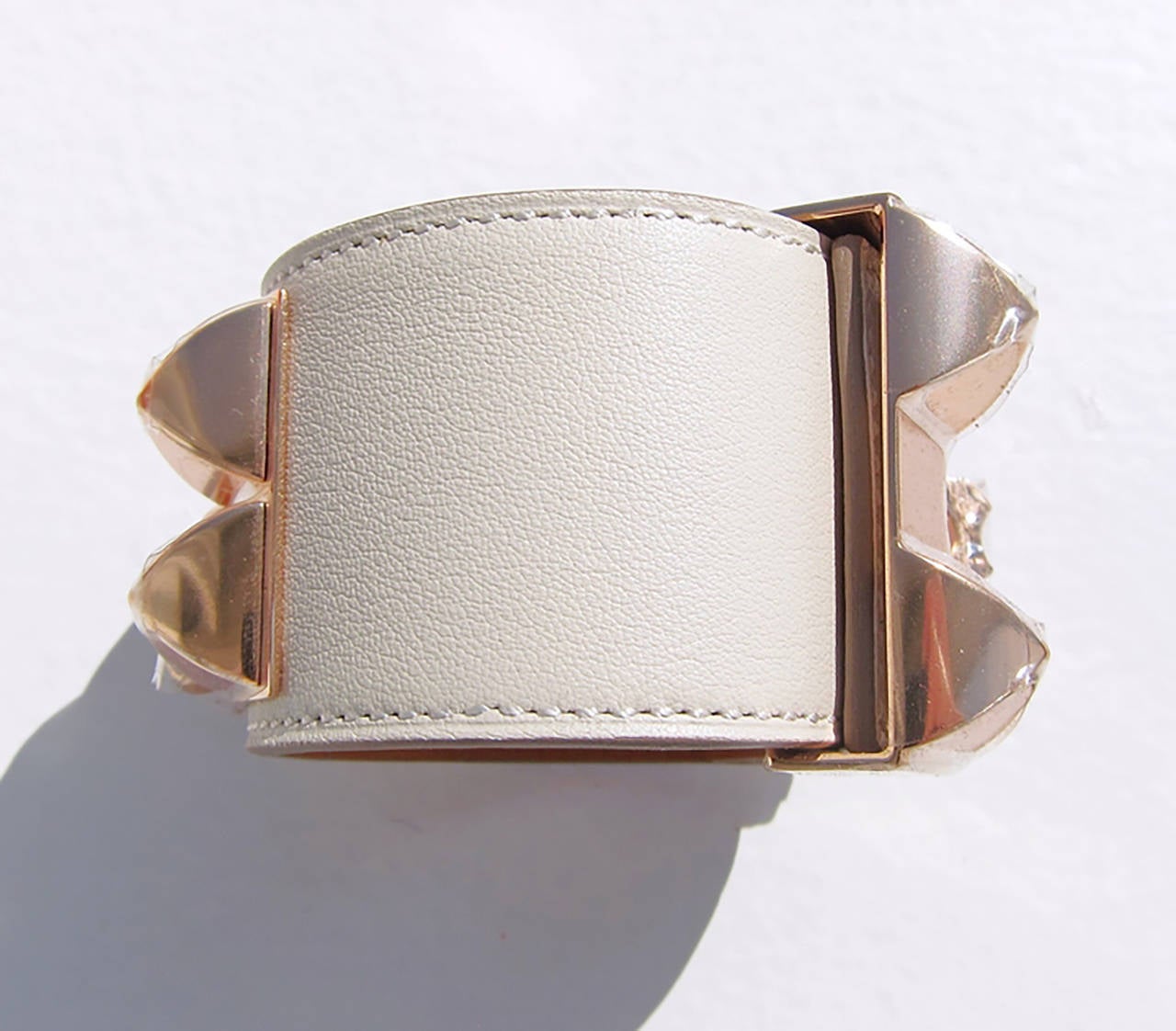 Hermes Craie Chalk ROSE GOLD Collier de Chien CDC Leather Bracelet Luscious 1