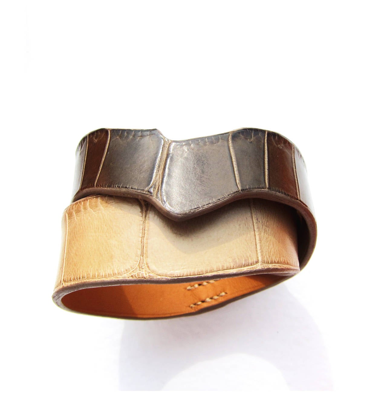 Hermes Crocodile Cuff Bracelet 65mm One of a Kind Superb In New Condition In New York, NY