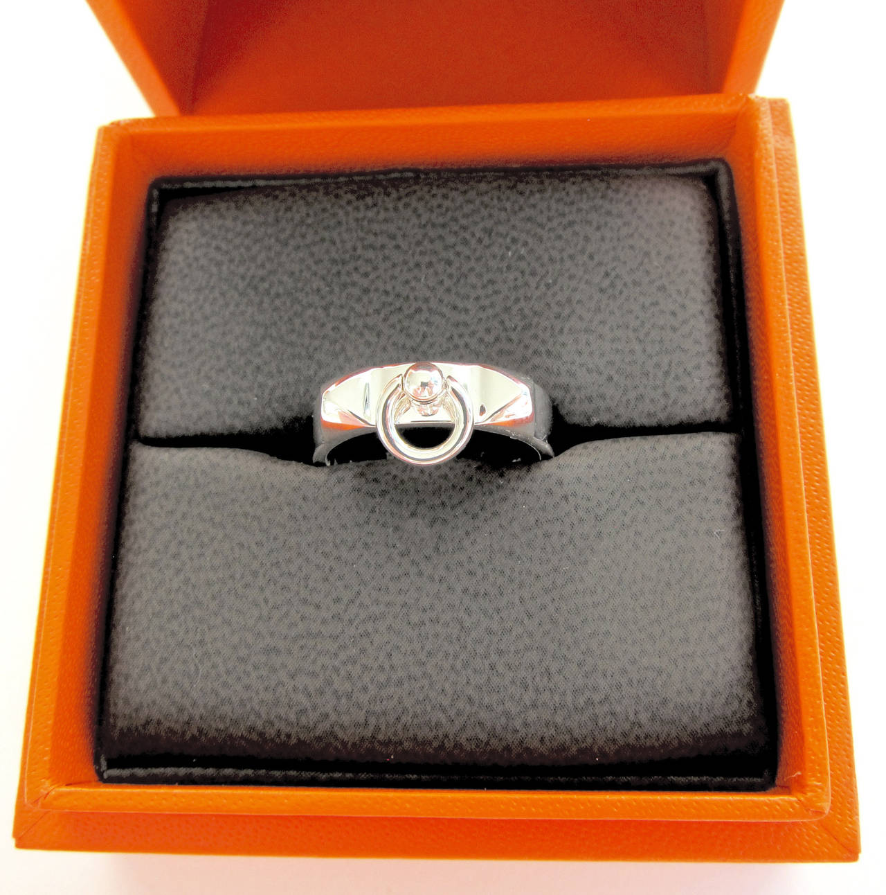 Hermes Collier de Chien PM Silver Ring 6.5 or 54 Delicate Below Retail

Precious silver ring from Hermes
Brand New. Full set with Hermes jewelry box and ribbon. 
BELOW RETAIL (currently $778 including tax where we are).
Collier de Chien is a