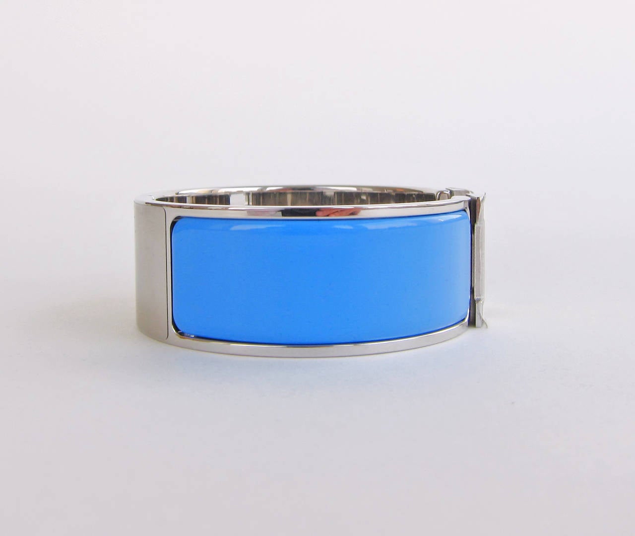 Hermes Transat Blue White Lacquer Clic Clac Palladium Hardware PHW In New Condition In New York, NY