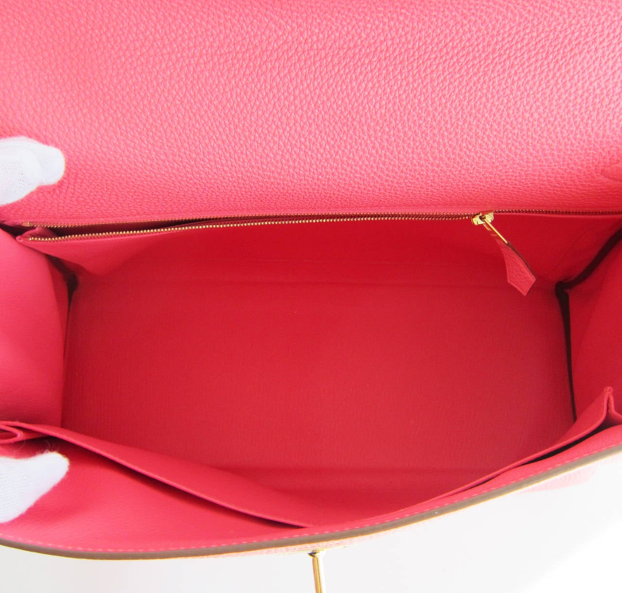 Hermes Rose Lipstick 35cm Togo Kelly Bag Gold Hardware 1