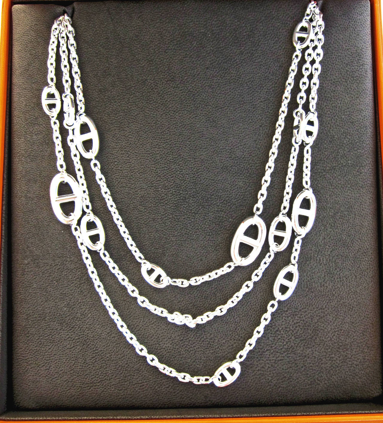 Women's Hermes Farandole Solid Silver Long Necklace 160cm Below Retail!