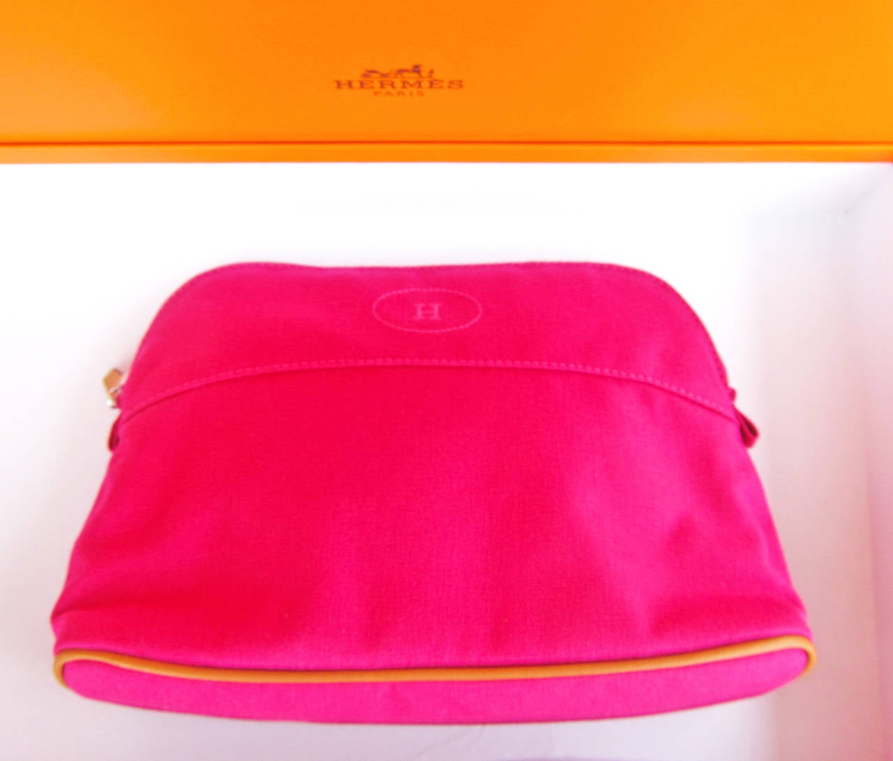 Hermes Fuchsia Bolide Toiletry Beach and Travel Case MM 1