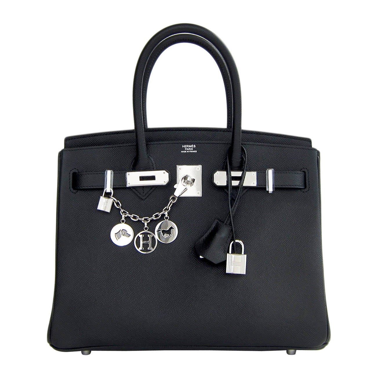 Hermes Black Epsom 30cm Birkin Palladium Hardware Architectural