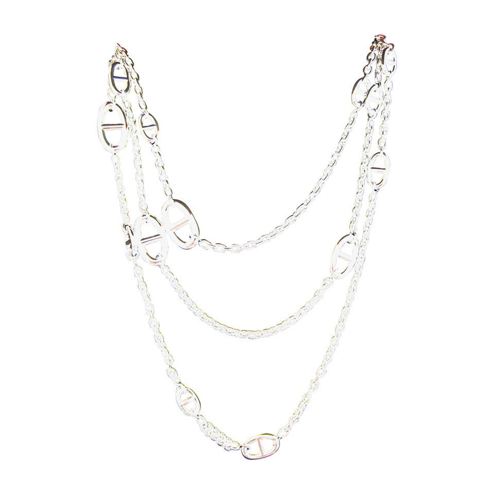 Hermes Farandole Solid Silver Long Necklace 160cm Below Retail!