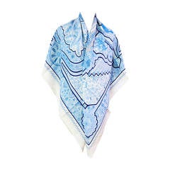 HERMES Aux Portes du Palais Cashmere Silk GM Shawl Scarf