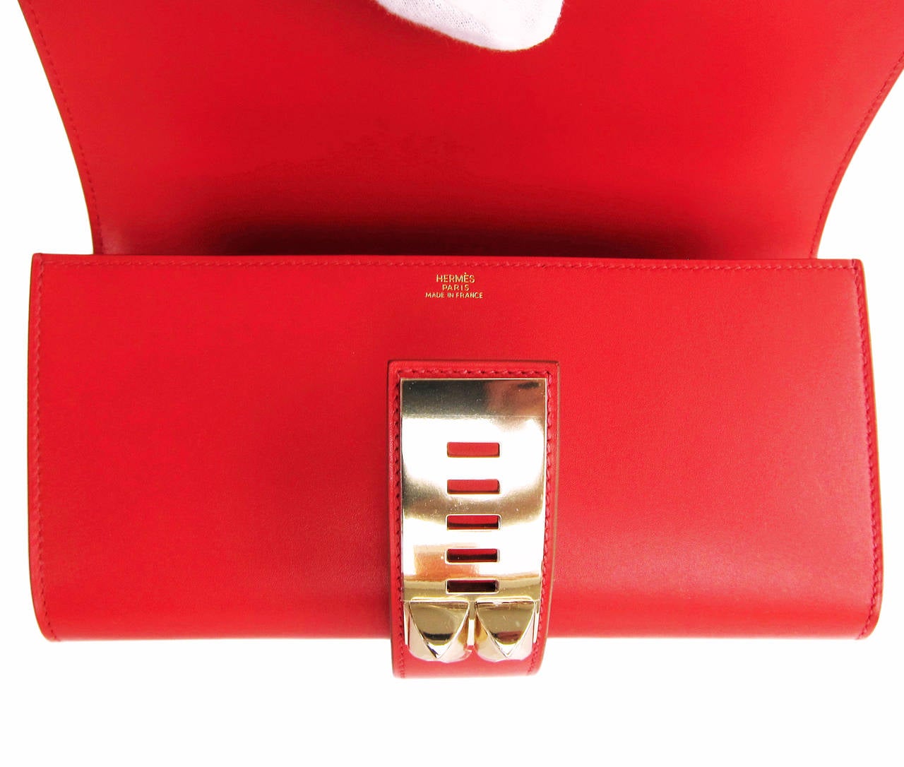 Hermes Sanguine Red Permabrass Medor Pochette Tadelakt Bag Clutch 1