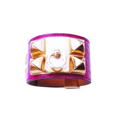 Hermes Rose Scheherazade Alligator Gold CDC Collier de Chien Bracelet Holy Grail