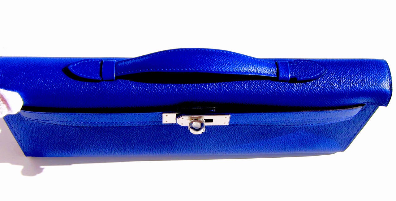 Hermes Blue Electric Epsom Kelly Cut Pochette Clutch Bag Fabulous ...