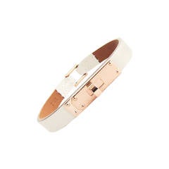 Hermes Craie  Rose Gold Micro Kelly Swift Leather Bracelet Small