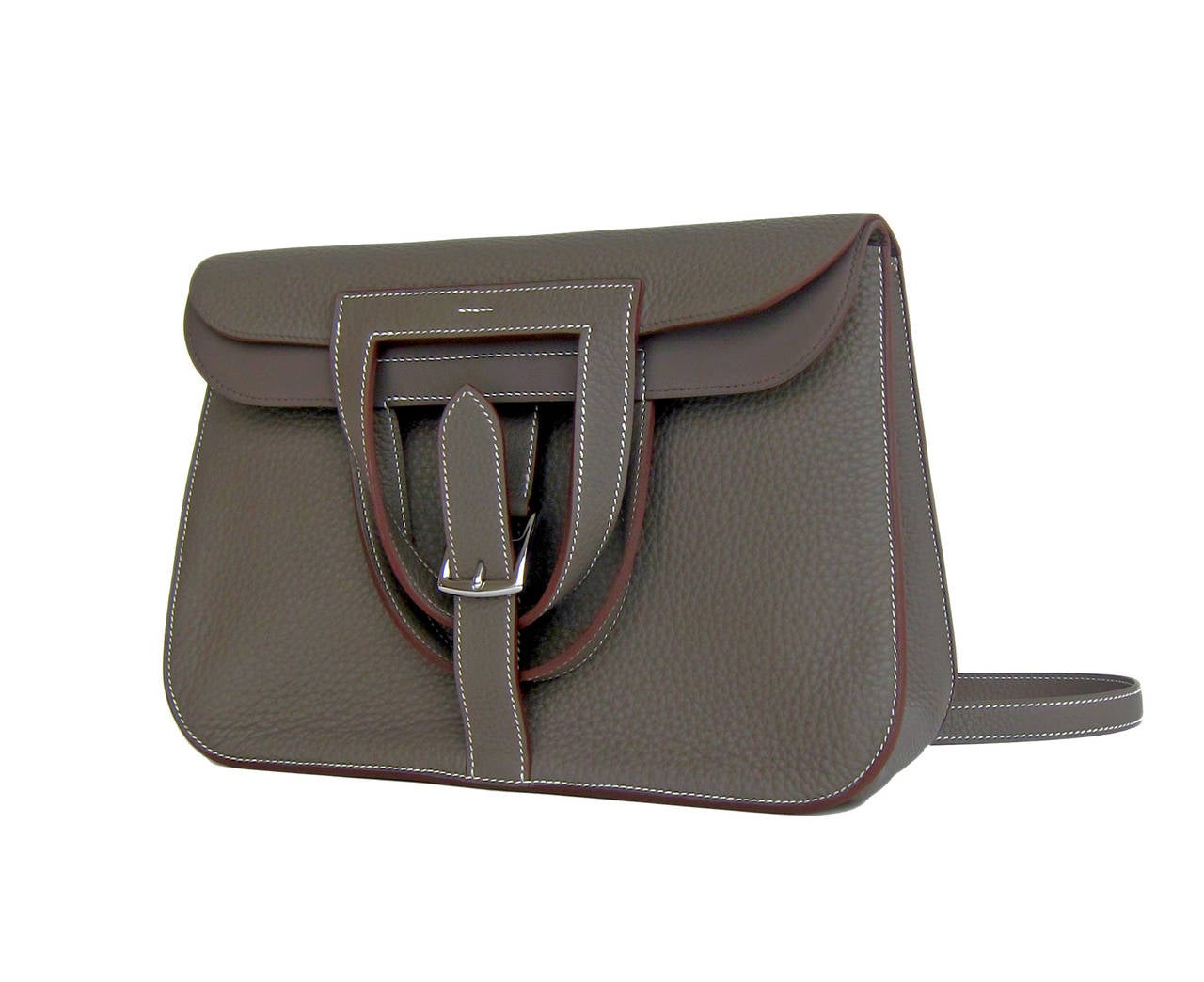 Hermes Etain Grey Halzan 4-way Clemence Crossbody Bag at 1stdibs