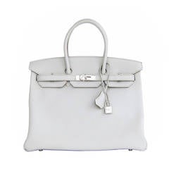 Hermes Gris Perle Fjord 35cm Birkin Bag Palladium Sophisticated