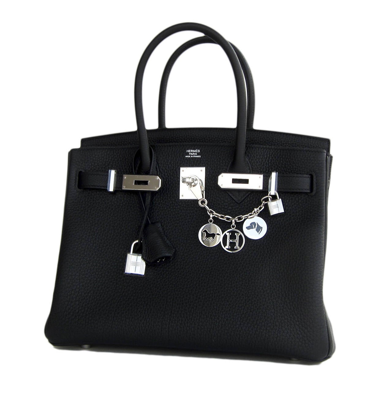Hermes Black Togo 30cm Birkin Palladium PHW Tote Satchel Leather Bag

Brand New in Box- Store Fresh
T stamp purchased directly from Hermes store in 2015
Comes with keys, lock, clochette, a sleeper for the bag, rain protector, Hermes ribbon, and
