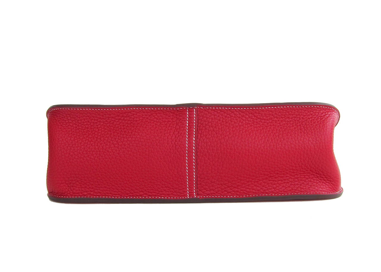 Hermes Rouge Casaque Red Halzan 4-way Clemence Crossbody Bag 4