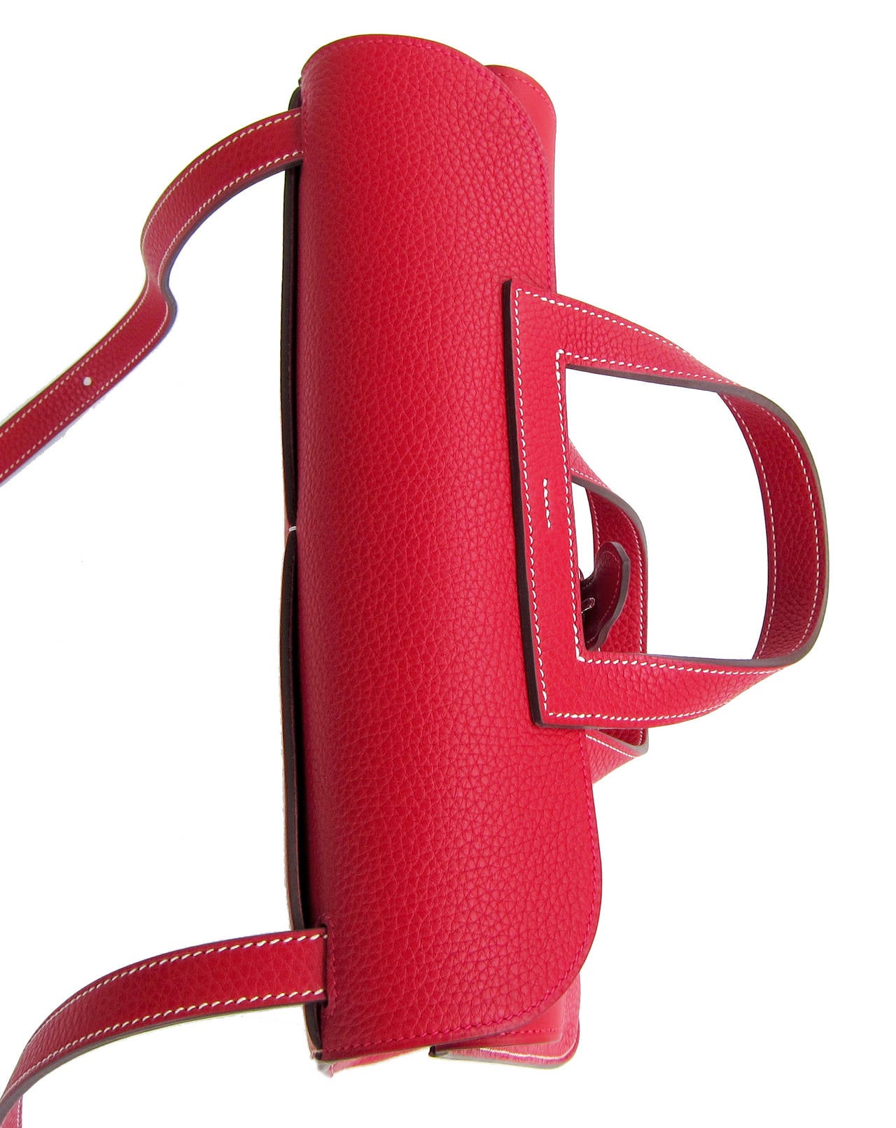 Hermes Rouge Casaque Red Halzan 4-way Clemence Crossbody Bag 5