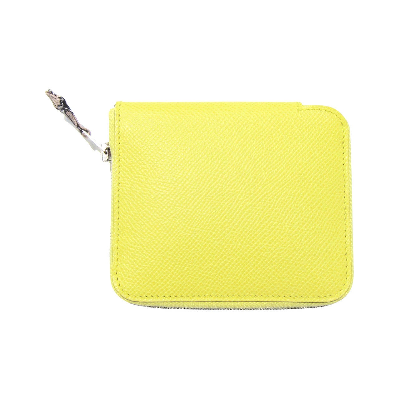 Hermes Soufre Neon Yellow Silk-in Azap Compact Epsom Leather Wallet at ...