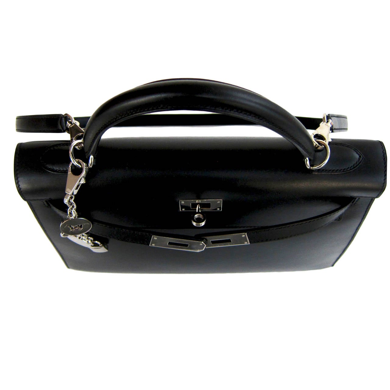 Hermes 32cm Sellier Kelly Black Box Palladium PHW Gorgeous 1