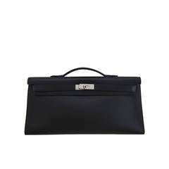 Hermes Black Kelly Longue Swift Leather Clutch Pochette Bag Discontinued