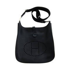 Hermes Black Evelyne GM Clemence Cross Body Messenger Bag Below Retail