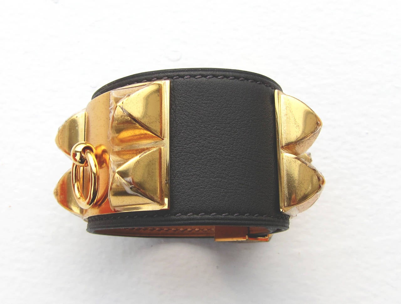 Hermes Graphite Swift Leather Collier de Chien CDC Bracelet Gold Fabulous In New Condition In New York, NY