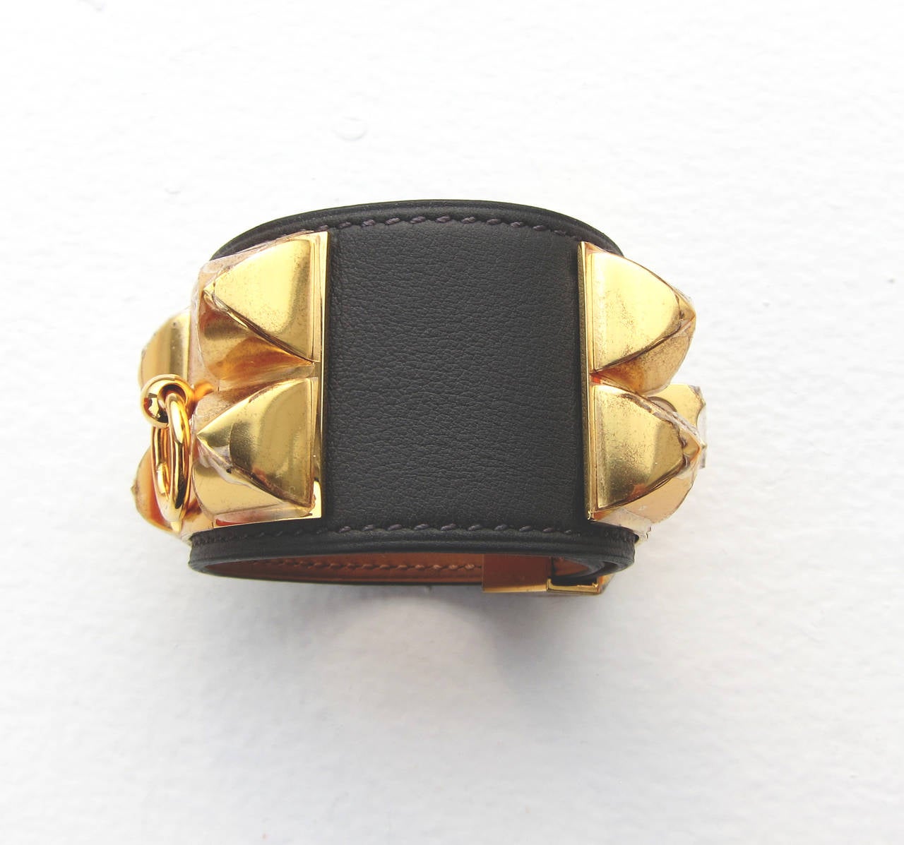 Women's or Men's Hermes Graphite Swift Leather Collier de Chien CDC Bracelet Gold Fabulous