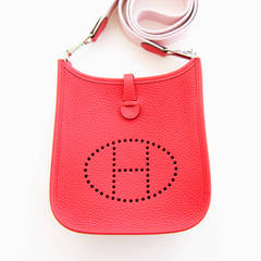 Hermes Rouge Pivoine Evelyne Rose Sakura Canvas Strap TPM So Sweet