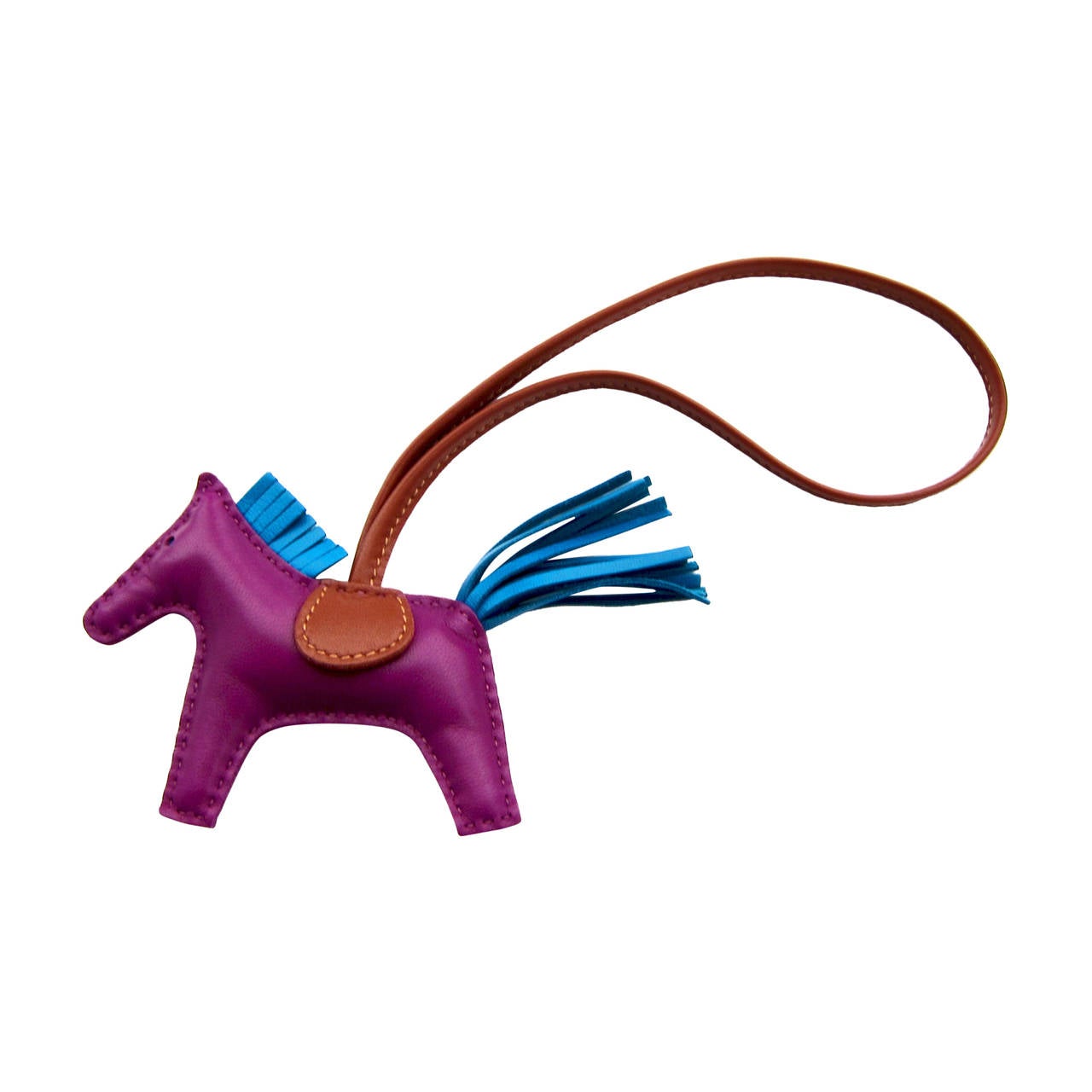 Hermes Rodeo Bag Charm Anemone Blue Izmir Fauve PM Small for Birkin Kelly