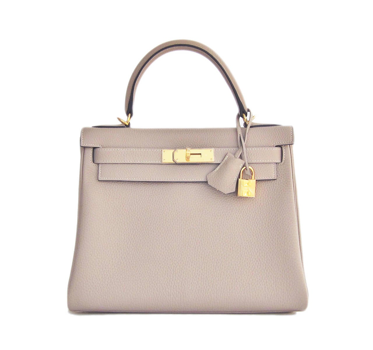 Hermes Gris Tourterelle 28cm Togo Kelly Gold GHW Shoulder Bag ...