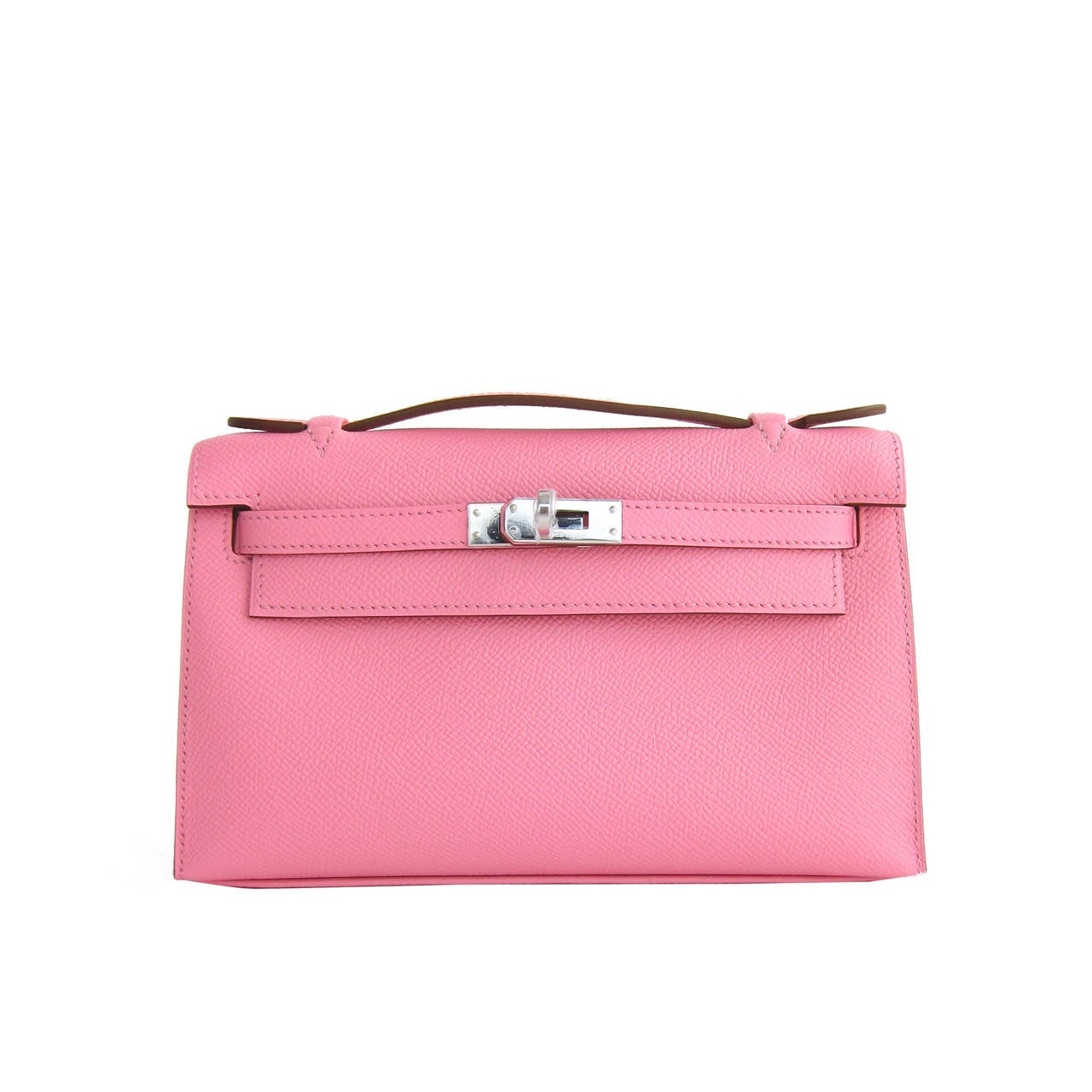 Hermes Rose Sakura Kelly Pochette Bag Swift Palladium Hardware - Chicjoy